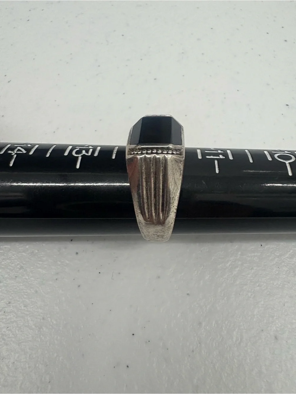 Men's Black Onyx Signet Ring in Silver 9.25 Vintage